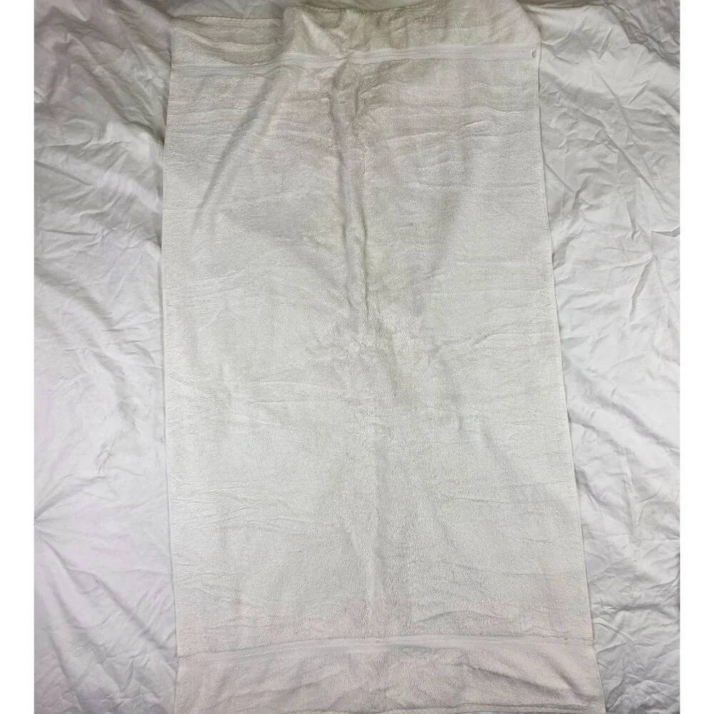Vintage Stevens White Bath Towel 53x30 Made In USA Summer Solid